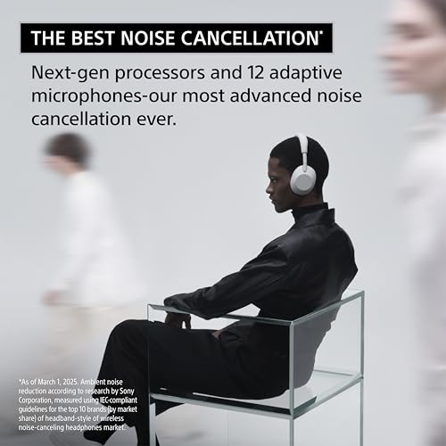 Sony WH-1000XM6 The Best Noise Canceling Wireless Headphones, HD NC Processor QN3, 12 Microphones, Adaptive NC Optimizer, Mastered by Engineers, Studio-Quality, 30-Hour Battery, Platinum Silver