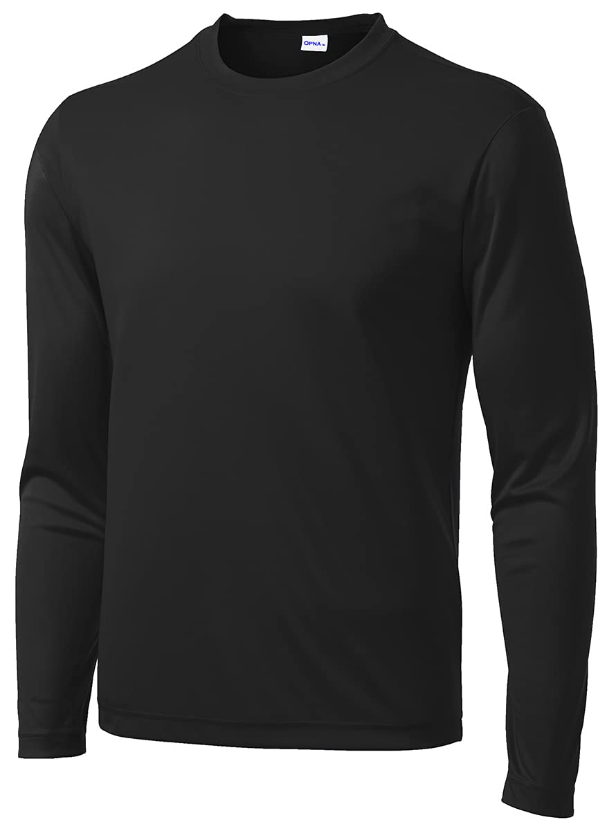 Men's Long Sleeve Moisture Wicking Athletic Shirts, Dry Fit Long Sleeve UV Protection Shirts Men for Workout, Running, Hiking Black