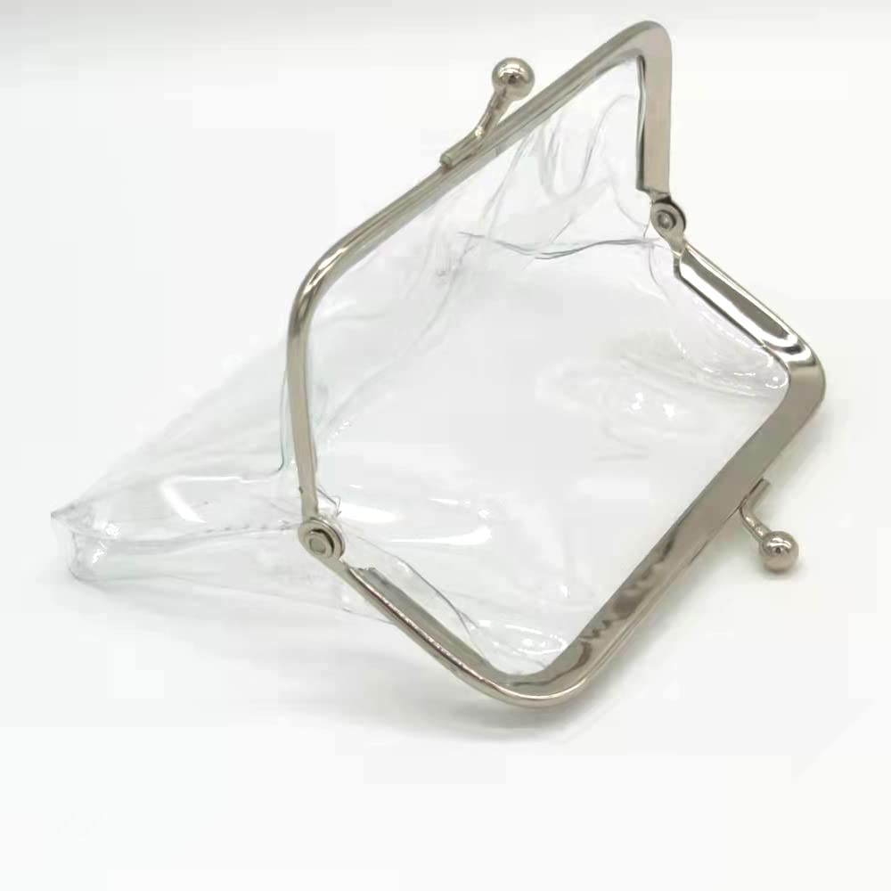 3 Pieces Clear Coin Purse，Transparent Change Purse，Jelly Wallets ，PVC Kiss-Lock Clear Wallet for Wome (white)