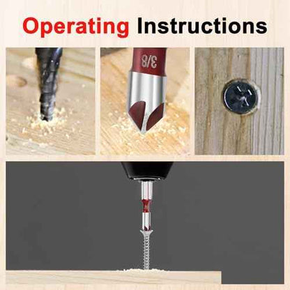 5Pcs Countersink Drill Bit Set, 82 Degree 5-Flute Industrial-Grade HSS, 1/4" Hex Shank, Sizes 1/4"-3/4" for Wood, Plastic, Fiberboard & Soft Metals, with Moisture-Resistant Aluminum Storage Case