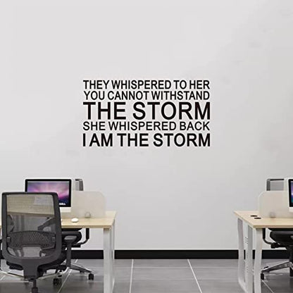 SEATUNE Inspirational Quotes Wall Stickers - Women Teen Girls Wall Decals - Positive Motivational Encouragement Home Vinyl Art Wall Decor - They Whispered to Her You Cannot Withstand The Storm 21"X11"