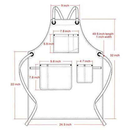 Jeanerlor - Denim Apron With Pockets for Women and Men - Washing Style | Adjustable S to XXL