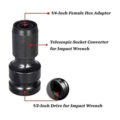 2PCS 1/2 inch Square Drive to 1/4 inch Hex Female Socket Adapter Converter Chuck Adaptor for Air and Electric Impact Wrench Impact Drill Ratchet Wrench,Quick Release