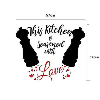Funny Family Kitchen This Kitchen is Seasoned with Love Vinyl Wall Art Decal Sticker, Family Home Decor Removable Vinyl for Dining Room Living Room Blank Wall (11.8''¡¿23.6'')