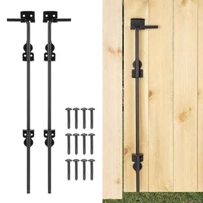 36" Cane Bolt Heavy-Duty Drop Rod for Gate, Gate Ground Latch for Wooden Fences Metal Gates Doors, Metal Gates Doors Stopper for Gate Ground, Wrought Iron Gate Latches, Black Finish(2 Pack)