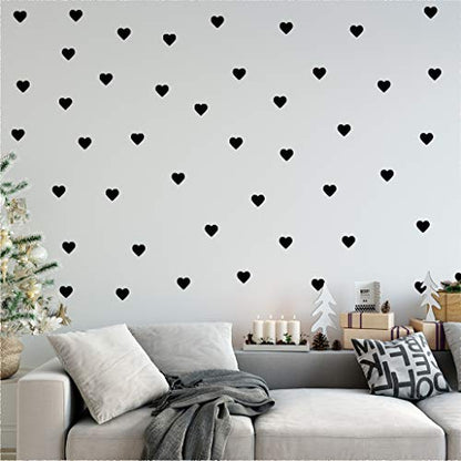 | Heart Shape Decoration Removable Wall Art Vinyl Decal Stickers | (Pack of 80) (Black)