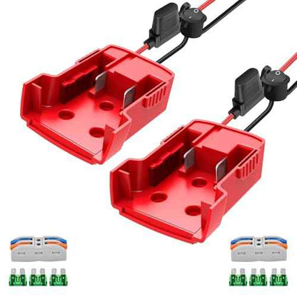 2 Pack Power Adapter Wheel Compatible with Milwaukee 18V,Power Battery Wheel Conversion Kit with Switch, Fuse & Wire Terminals, 12AWG Wire, Power Connector for DIY Rc Car Toys and Robotics