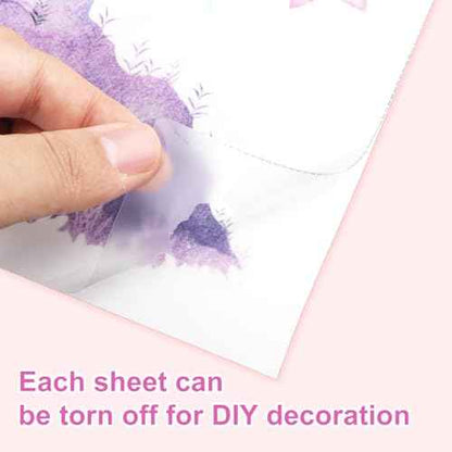 2 Sheets Princess Wall Decals, Pink Purple Princess Wall Stickers for Girls Room Large Peel and Stick Castle Mural Art Fairy Tale Stars Clouds Removable Wallpaper for Kids Nursery Bedroom