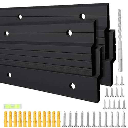 Black French Cleat Hanger 41 inch - 2 Pairs Heavy Duty Aluminum Alloy Z Bar Clips Picture Hanging Kit Wall Mounting 500 lbs Load Interlocking Brackets Mirror Hanging Hardware Frame Hanger