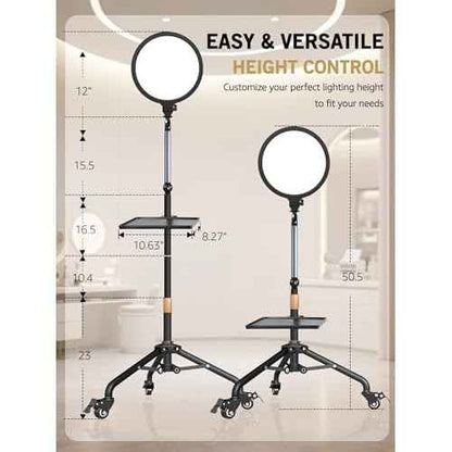 Lash Light for Eyelash Extensions, Floor Lamp with Moveable Stand & Flexible Arm, Esthetician Light with Adjustable Height & Color Temperature for Nail Art/Tattoo/Beauty/Makeup/Eyebrow/Skincare/Craft