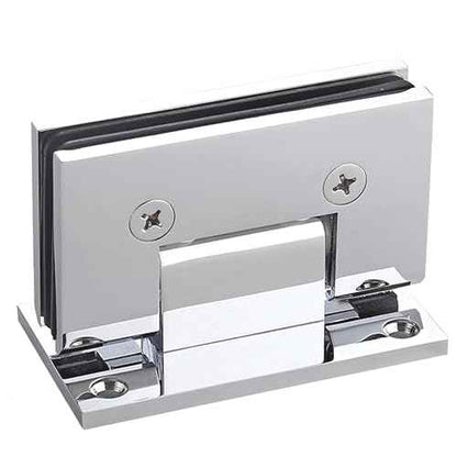 Brass Glass Door Hinge,90 Degree Heavy Duty Short Back Plate Hinges, Shower Door Hardware Replacement for 5/16" to 1/2" (8 to 12 mm) Tempered Glass, Chrome