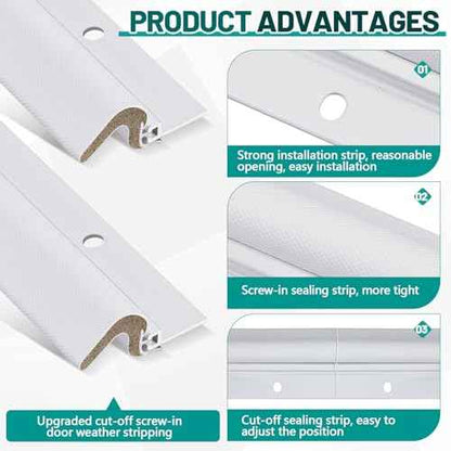 Screw on Door Weather Stripping 42" 36" Weather Stripping Door Seal with Aluminum Carrier and Foam Gasket Exterior Weatherstripping V Shaped Soundproof Seal for Sides and Top(5 Pcs)