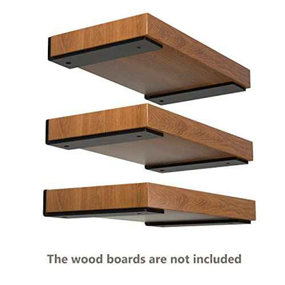 12-Pack 8 Inch Floating Shelf Brackets, Heavy Duty Hidden Shelves Bracket for Small Shelf, Kitchen Shelf, Nursery Shelf, Black Powder Coated Steel