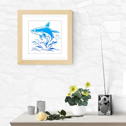 5Pcs Ocean Shark Wall Stencil Templates Reusable Plastic Marine Organism Stencils for Painting on Wood Wall Floor Fabric Glass Furniture, DIY Home Decor or Craft Stencil