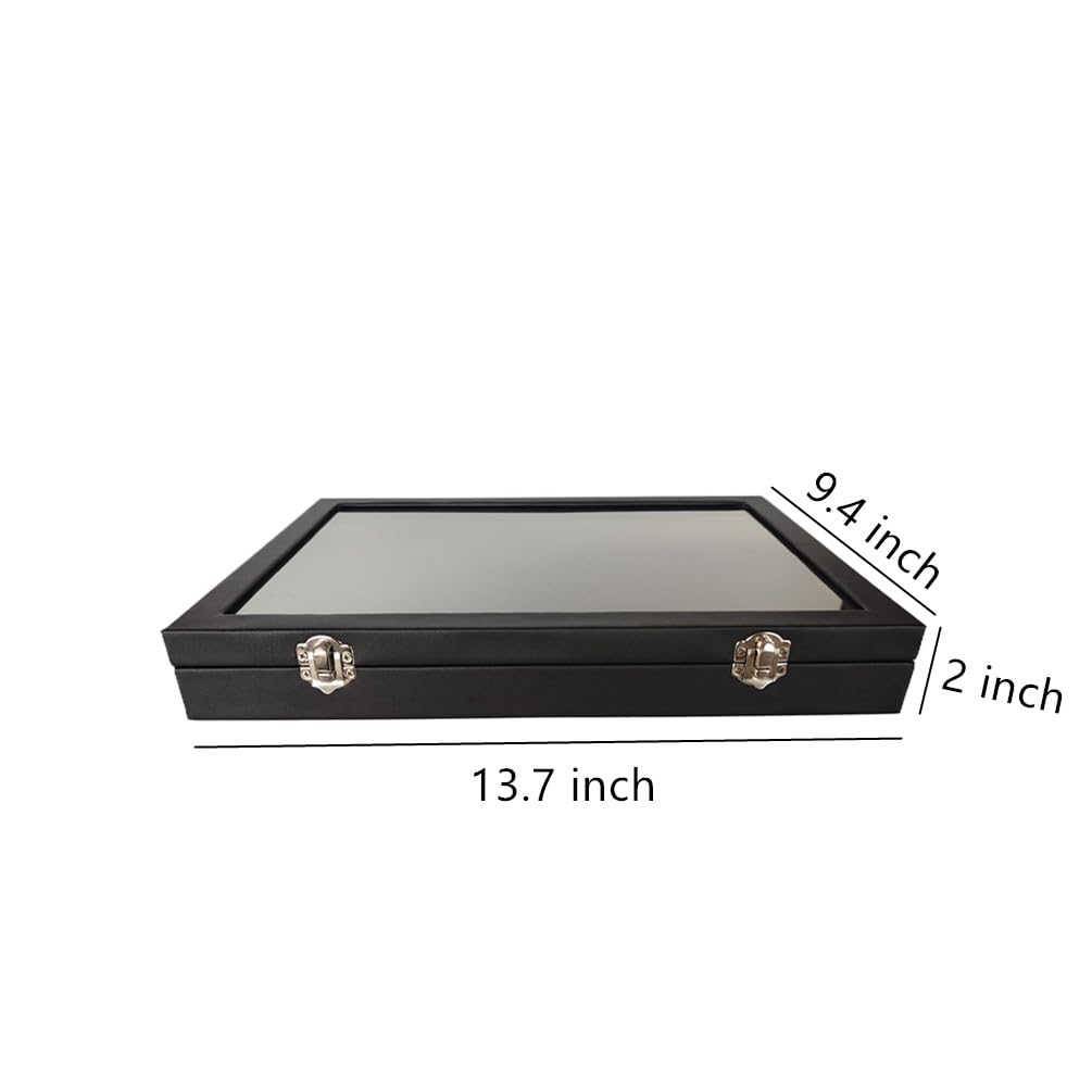 Wooden Jewelry Organizer Tray Box with Clear Lid, Travel Rectangle Organization Storage Box with Metal Clasp, Velvet Blank Jewelry Display Case for Necklaces Bracelets Rings Accessories (Black)