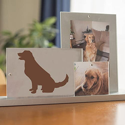 MAYJOYDIY 4pcs Dog Cat Stencil 11.8¡¿11.8inch Pet Theme Plastic Decoration Template with Paint Brush Golden Retriever Dachshund Dog Bones Paw Print Template for Wood Fabric Wall Window DIY Craft
