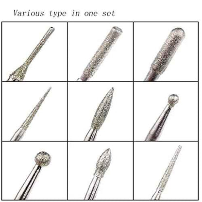 ?????? ???? 30 Pcs Diamond Burr Set, 3/32'' Shank Diamond Mounted Stone Carving Bits fits for Dremel Rotary Tools