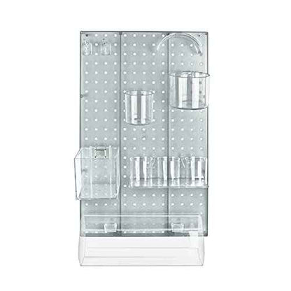 Azar Displays 900940-CLR The DIY Multi-Purpose 10-Piece Pegboard Wall Organizer Kit with One Panel and Accessory Assortment: Hooks, Bins, Headband Holder, Cylinder and Cups. Peg Wall Storage System