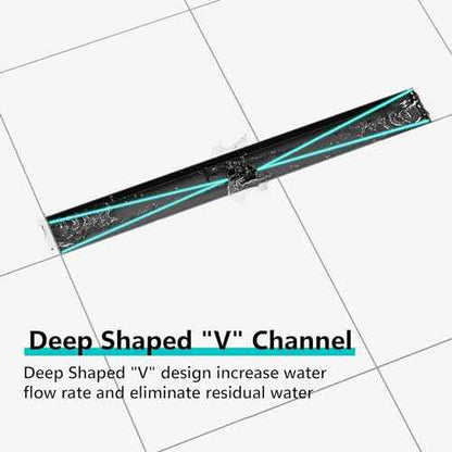Neodrain 18 in Matte Black Linear Shower Drain- with 2-in-1 Flat & Tile Insert Cover, 304 Stainless Steel Rectangle Shower Floor Drain,Floor Shower Drain