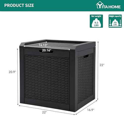 YITAHOME 32 Gallon Rattan Deck Box,Indoor Outdoor Storage Box for Patio Furniture,Pool Accessories, Cushions,Garden Tools, Sports Equipment, Waterproof Resin with Lockable Lid and Side Handles (Black)