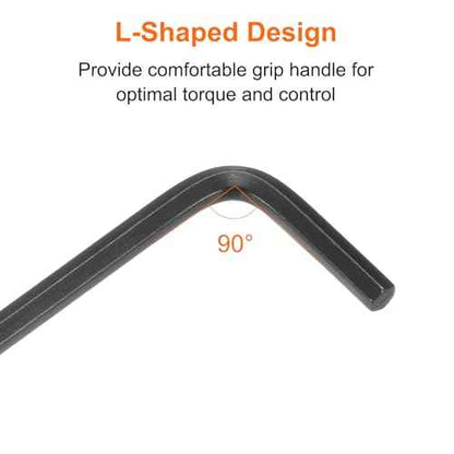 HARFINGTON 20pcs Hex Key Wrench 1/8" L-Shape Hexagon SAE Wrenches Chrome Vanadium Steel Repairing Tool for Home Repair, Black