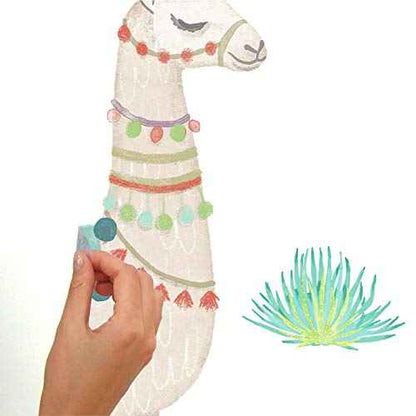 RoomMates RMK3839GM Watercolor Llama Peel and Stick Giant Wall Decals