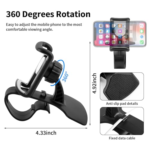 Universal Car Phone Holder Mount,360°Rotation Dashboard Phones Holder for Your Car Accessories,car Phone Mount with 4 to 7" Smartphones