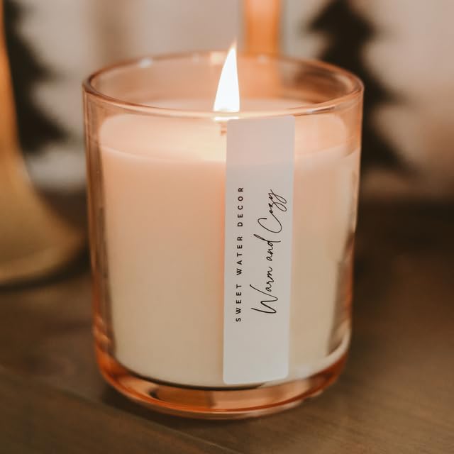 Sweet Water Decor Warm and Cozy Candle - Pine Cinnamon & Fir Winter Scented Soy Candles for Home - 12oz Sandstone Jar, 50+ Hour Burn Time, Made in The USA