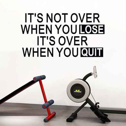 SEATUNE Gym Inspirational Quotes Wall Stickers - Positive Motivational Office Wall Decals - Workplace Home Vinyl Art Wall Decor - It's Not Over When You Lose It's Over When You Quit 21"X11"