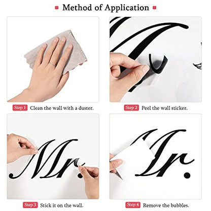 Mr. and Mrs. Wall Decals Peel and Stick Wedding Sayings Art Lettering Stickers Romantic Wedding Anniversary Decor Living Room Bedroom Home Decorations
