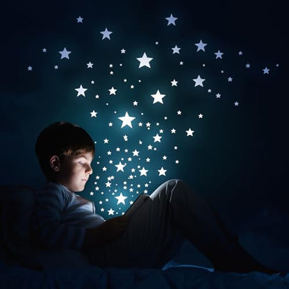 uxcell 50pcs Glow in The Dark Snowflake Fluorescent Plastic Wall Stickers Adhesive Murals Decals for Home Art Ceiling Bedroom Wall Decorations, White