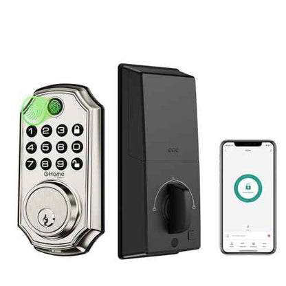 GHome Smart Door Lock KD30, Fingerprint Smart Deadbolt for Front Door, 5 in 1 Keyless Entry Door Lock, App Control, Auto Lock, 0.3s Unlock, Easy Install, for Home/Apartment/Office