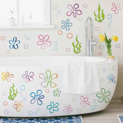 Runtoo Large Flower Bubbles Wall Decals Under The Sea Ocean Wall Art Stickers Bathroom Bedroom Birthday Party Decorations Home Decor