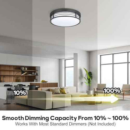 WISBEAM 13 Inch LED Ceiling Lighting Fixture, 23W Black Flush Mount Ceiling Light with 5CCT(2700K/3000K/3500K/4000K/5000K), Dimmable LED Light Ceiling Mount for Kitchen Bathroom Hallway, 2 Packs