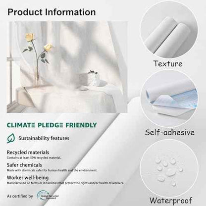 Heroad 17.7¡± x 118¡± Peel and Stick Wallpaper Matte White Contact Paper for New Environmentally Friendly Materials Thickening Upgrade Wallpaper for Countertops Bathroom Kitchen Papel Tapiz para Pared