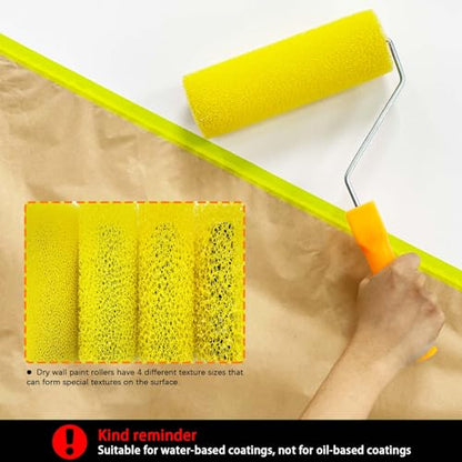 8 Pcs Textured Paint Roller Covers, 4 inch Medium Textured Foam Drywall Texture Paint Rollers, House Paint Roller Covers for Art Painting Walls Ceilings