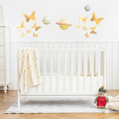 24PCS Metal Gold Butterfly Wall Decor with Hot Melt, 5.9" 3.94" 2.36" 3D Gold Butterfly Wall Decor Adhesive Flying Butterflies for Bedroom Ceiling Living Room Fences Patio Wedding Birthday Party