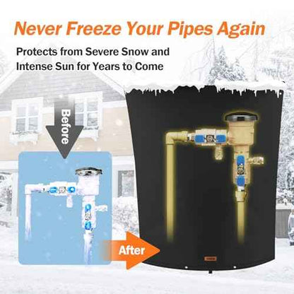 Backflow Preventer Pipe Insulation Cover (5¡ÆF) - Irrigation Sprinkler Valve Insulated Pouch - Water Well Pump Cover - Sturdy 5 Layers for Winter Freeze Protection, 24" W x 36" H, Black