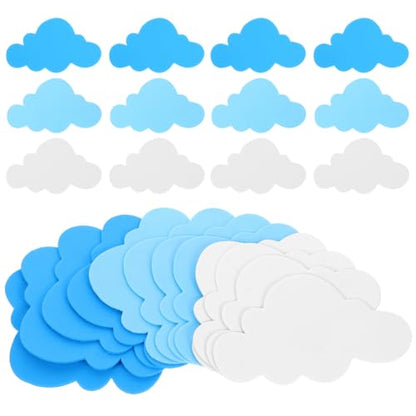 Removable Wall Stickers 24Pcs Foam Stickers Clouds Shape Removable Wall Decal Projects Stickers Teaching Progress Toy for DIY Crafts Kindergarten Classroom Kids Room Decor