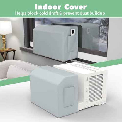 Window Air Conditioner Cover Kit for U-Shape Window AC,Magnetic Easy Install,2 Covers for Outdoor and Indoor Unit,3 Layers Insulated Outside Cover,Full Covered Indoor Covers Block Cold Draft