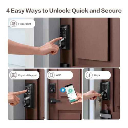Keylynx 4-in-1 Smart Door Lock with APP Control, Fingerprint Door Locks with Keypad Deadbolt, Keyless Entry Door Lock with Auto-Locking, 16-Month Battery Life Deadbolt Lock, Easy Installation