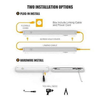 Hardwired Under Cabinet Lighting, 36 inch LED Under Counter Lights for Kitchen, CRI 97, 120V, 20W, 2000Lm 3CCT Dimmable Linkable Under Cabinet Lights with Power Cord and Linked Cord, Black