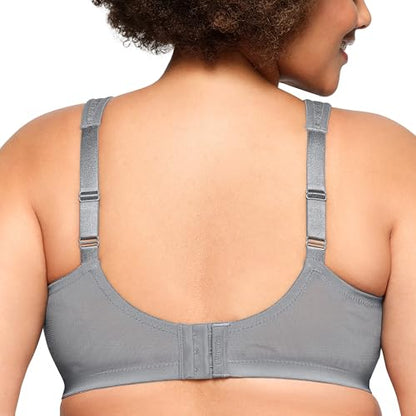Glamorise Full Figure Plus Size MagicLift Moisture Control Bra Wirefree #1064 Gray Heather