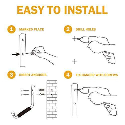 CARTMAN Heavy Duty 9" Storage Hooks Hangers with EVA Protector, Indoor Outdoor Wall Mount Garage Hangers & Organizer for Ladders, Tools, Bikes, 6PK