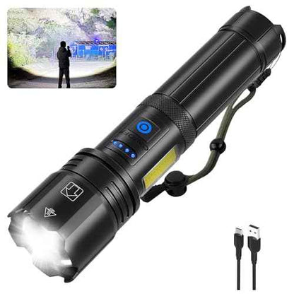 Flashlights High Lumens Rechargeable, 99000 Lumens Bright Flash Light, Powerful LED Flashlights, 15h Runtime, IPX7 Waterproof Flashlights for Home, Camping, 7 Modes