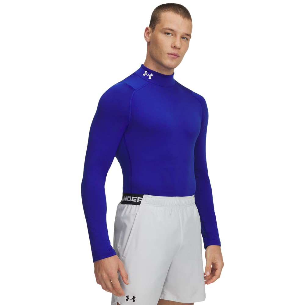 Under Armour Men's ColdGear Armour Fitted Mock, (400) Royal / / White, Medium Tall