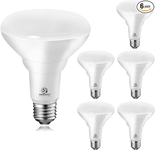 Energetic BR30 LED Recessed Light Bulb, 9W=75W, 6000K Cool Daylight, 900LM, Dimmable Ceiling Flood Light Bulb for Cans, CRI80+, 6-Pack