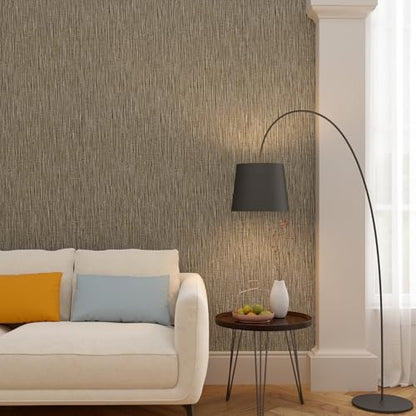 Brown and Gold Wallpaper Grasscloth Peel and Stick Wallpaper Faux Grasscloth Wall Paper Textured Woven Fabric Contact Paper for Bedroom Living Room Vinyl Grass Cloth Papel Tapiz 17.7"x80"
