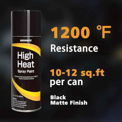 NADAMOO High Heat Spray Paint for Metal, Matte Finish BBQ & Stove Aerosol Paint - High Temperature Resistant Up to 1200¡ÆF, 4 Cans, Black