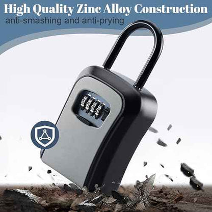 2 Pack Key Lock Box, Premium Zinc Alloy Lock Box, Anti-Smashing Lock Box for Keys with Combination Lock, 5 Key Capacity, Black